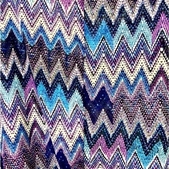 🍉 Myth NYC Purple Blue Chevron Open Shoulder Gathered Waist Shirt - Picture 11 of 11